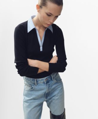 Women's Combined Shirt-Collar Sweater