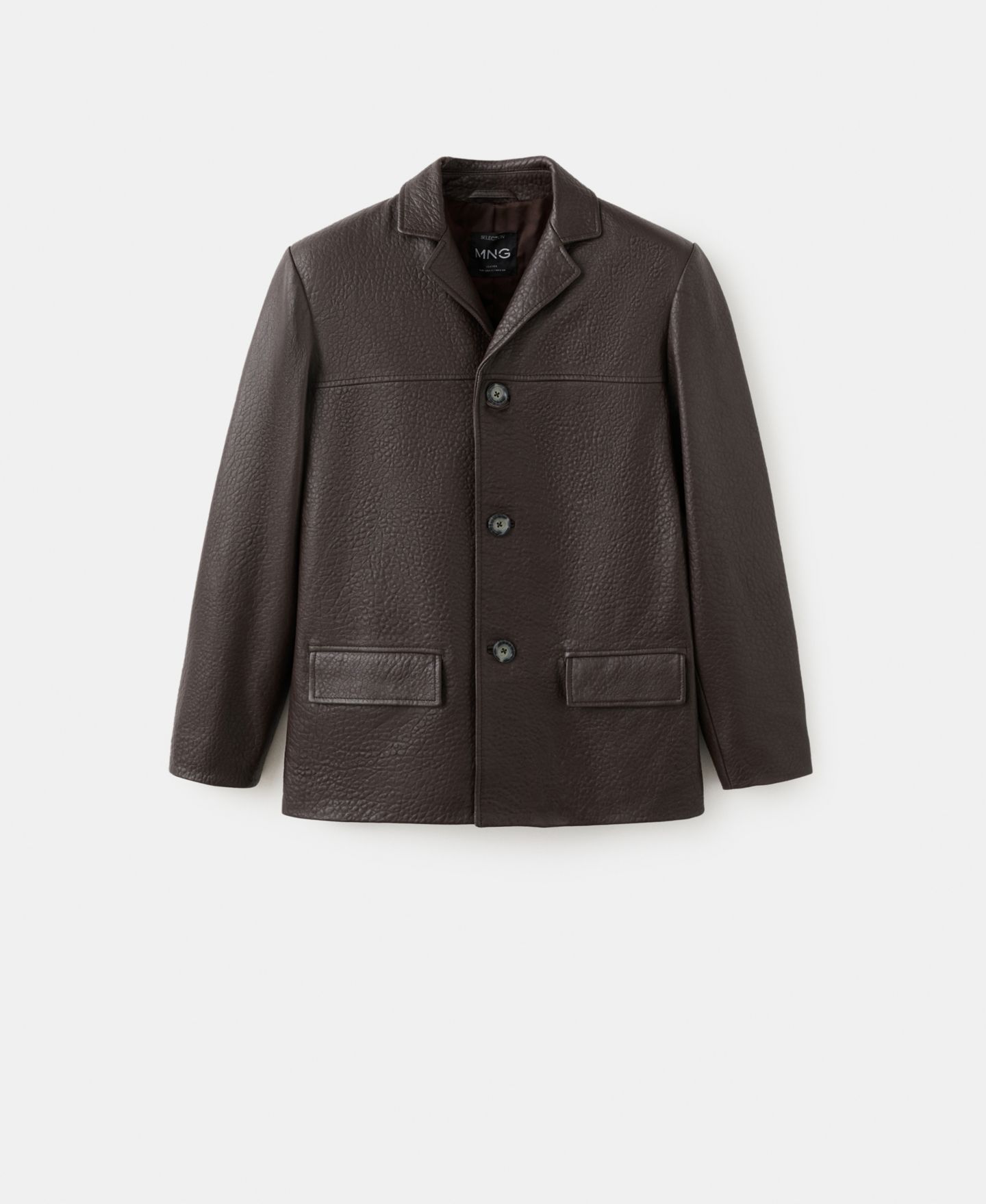 Женская куртка Mango Buttons Leather, цвет: Коричневый — фото 1