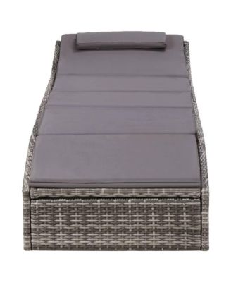 Poly Rattan Sunbed with Cushion