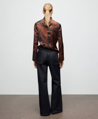 Women's Paisley-Print Satin Blouse