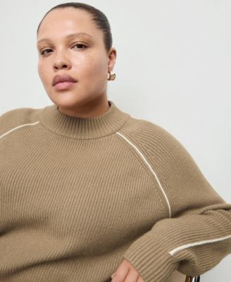 Women's Contrasting Stripes and Perkins Collar Sweater