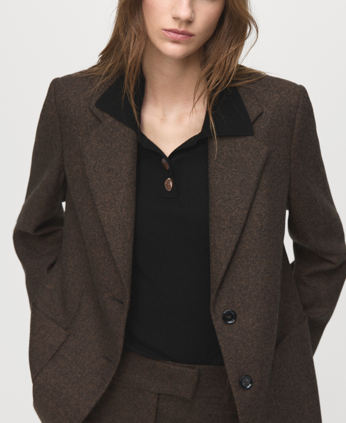 Mango Women's Polo-Neck Ribbed Sweater