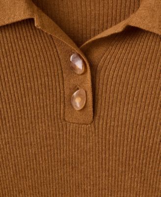 Women's Polo-Neck Ribbed Sweater