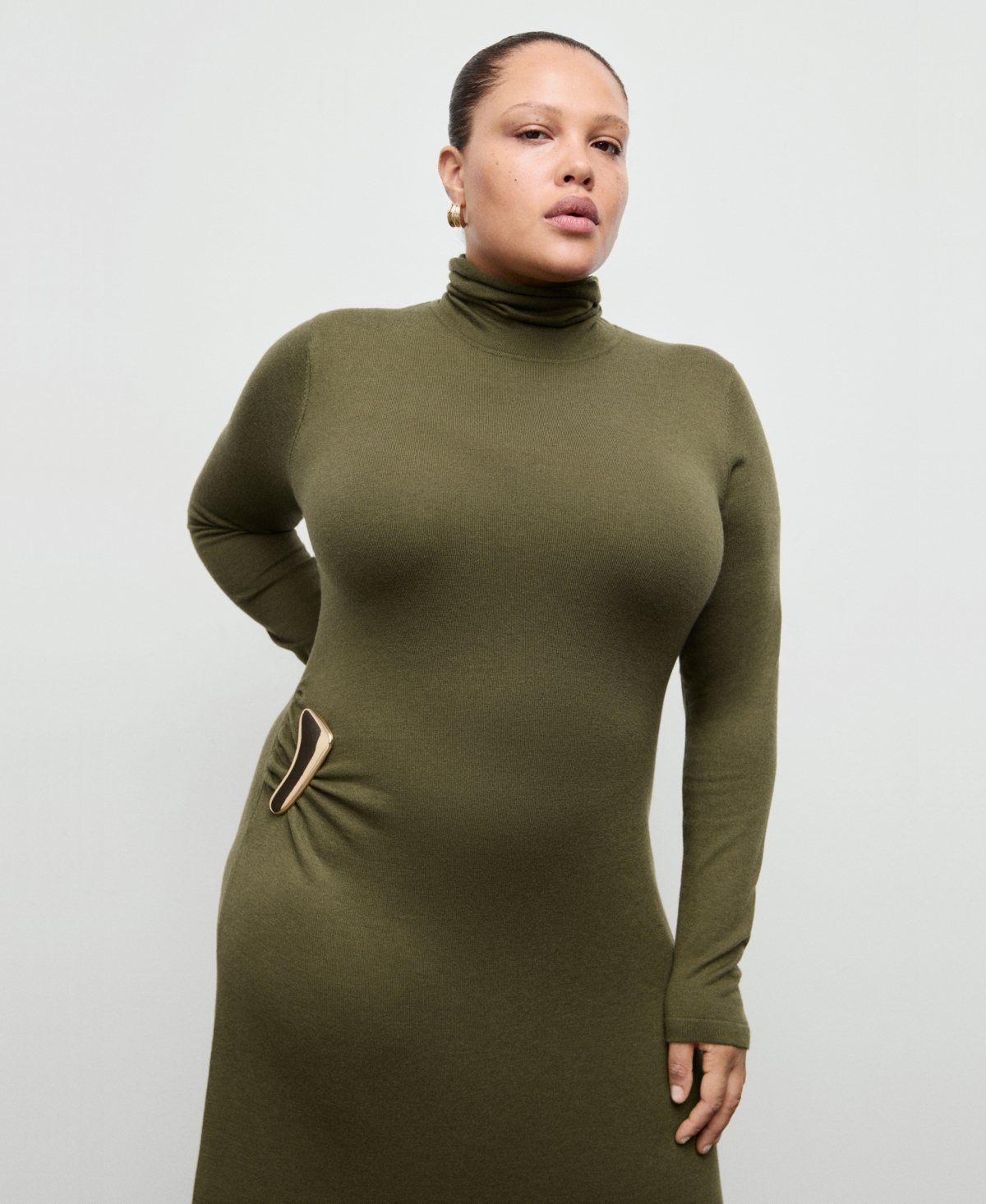 Mango Women's Brooch Turtleneck Knitted Dress