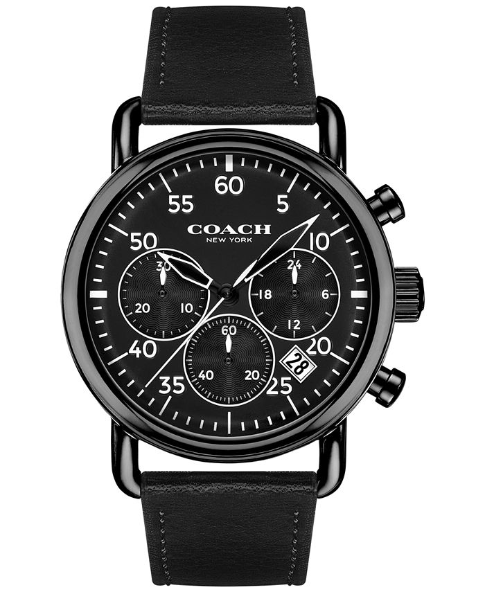 COACH Men's Chronograph Delancey Black Leather Strap Watch 42mm