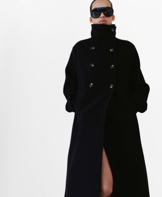 Women's Wool-Blend Funnel-Neck Coat