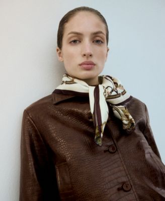 Women's Croc-Effect Bomber Jacket