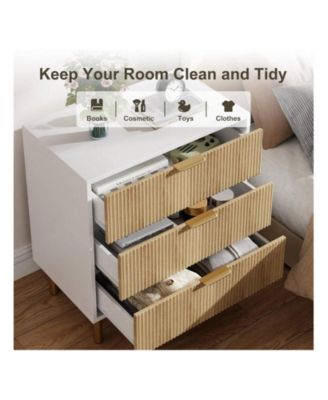 3-Drawer Wood Dresser Chest, Large Modern Nightstand Storage Organizer for Bedroom Clothes