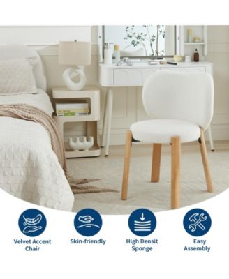 Set of 2 Heart-Back Teddy Vanity Chairs, Armless Small-Space Seating, 300LBS Capacity, Fits Under 24" Desks