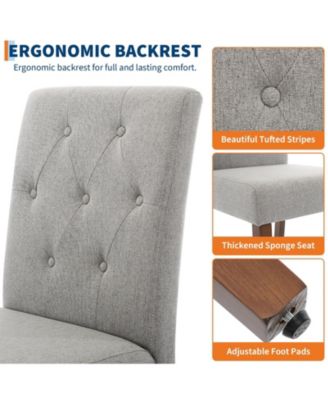 Set of 6 Button Tufted Parsons Dining Chairs, Upholstered Fabric Kitchen Side Chairs with Solid Wood Legs