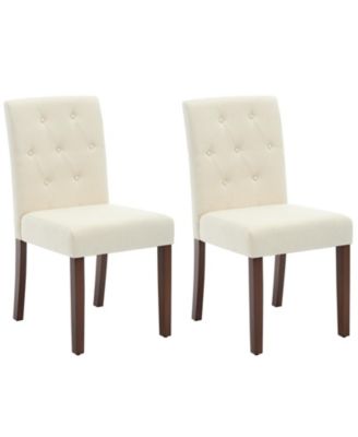 Set of 2 Modern Fabric Upholstered Dining Chairs, Sturdy Wood Legs & Rubber Frame Kitchen Side Seating
