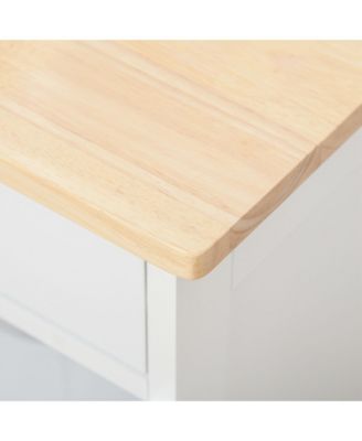 Rolling Portable Small Kitchen Island Cart on Wheels with Solid Wood Top, Carts Mobile Movable with 3 Drawers and Storage Shelves Cabinet