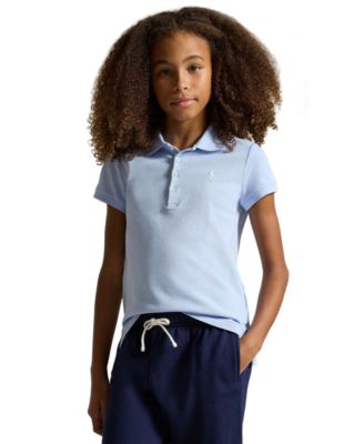 Girls 7-16 Stretch Cotton Mesh Polo Shirt