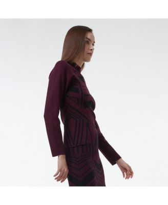 Women's Geometric Jacquard Fitted Knit Top