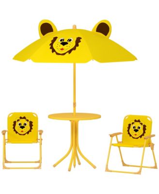 Kids Picnic Table and Chair Set with Adjustable Umbrella
