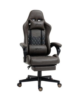 Racing Gaming Chair Diamond PU Leather High Back Swivel Recliner with Footrest