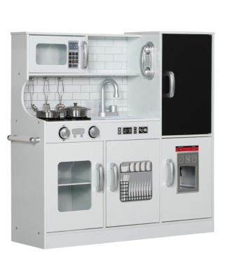 Kids Pretend Play Kitchen with Chalkboard and Accessories