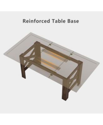 Kitchen Table Brown Long Wooden Dining Table for 6-8 for Dining Room, Home Office, Living Room