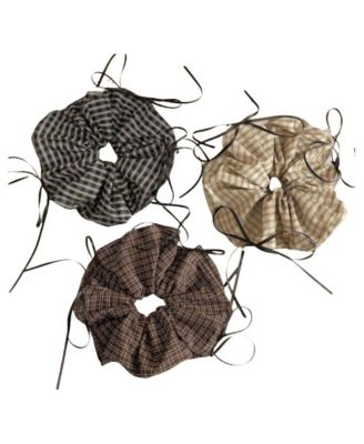 Women's Oversized Ribbon Scrunchie Set of 3 - Plaid Bows
