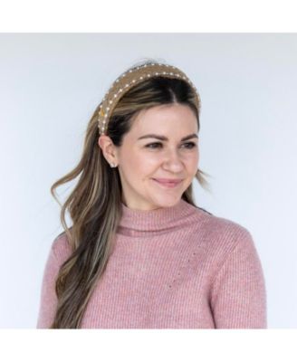 Women's Classic Pearl Headband - Tan