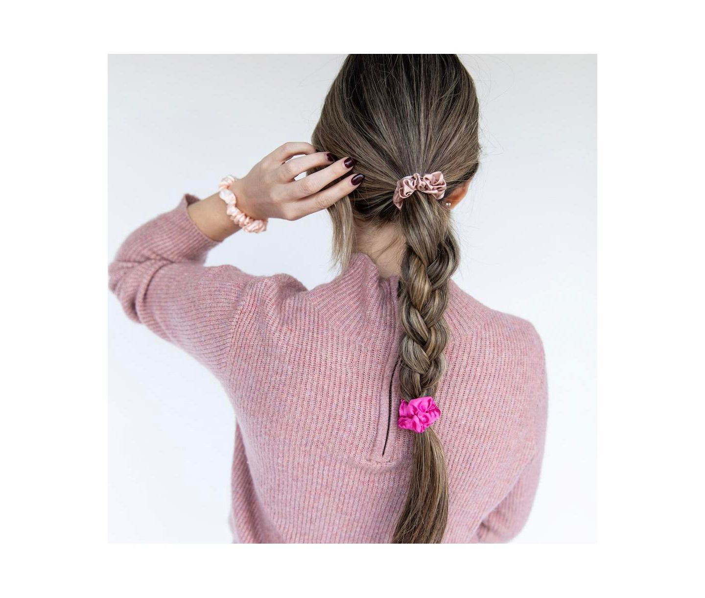 Женские аксессуары для волос Headbands of Hope Satin Scrunchie Set - Hot Pink, Light Pink, Mauve — фото 2