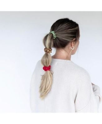 Women's Satin Scrunchie Set - Olive, Burgundy, Gold