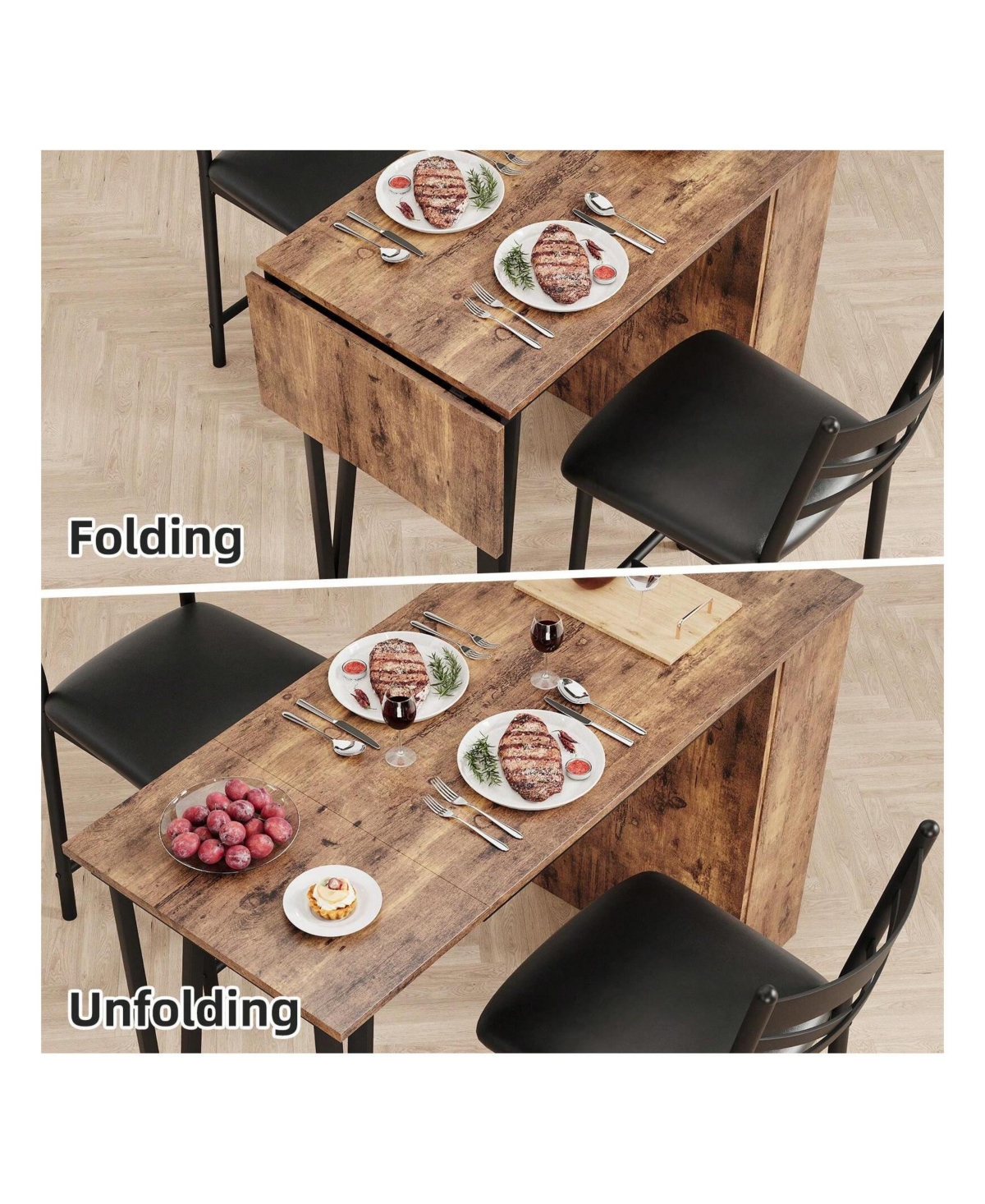 Gaomon Kitchen Table 3Piece 36in Wooden Counter Height Dining Table Set for Dining Room, Home Office, Living Room