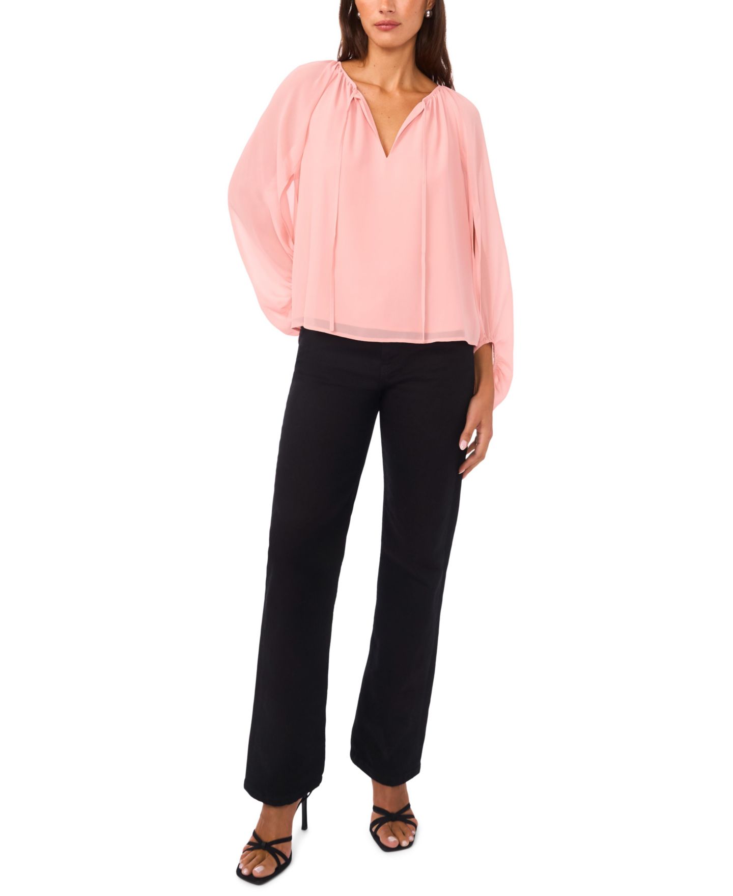 Женский топ Vince Camuto Balloon Sleeve V-Neck, цвет: Сепия розовый — фото 2