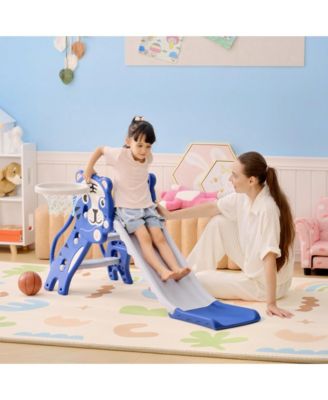 Indoor Toddler Slide with Basketball Hoop for Ages 18–36 Months