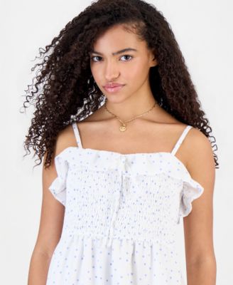 Juniors' Tiered Smocked Mini Dress