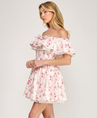 Juniors' Off-The-Shoulder Mini Dress