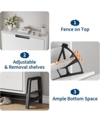 Shoe Storage Cabinet with 2 Flip Drawers, Freestanding Shoe Organizer with Metal Legs, Adjustable Shelf Narrow Shoe Rack