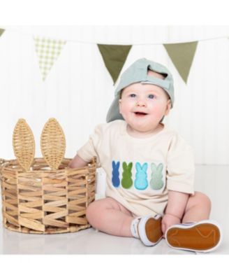Baby Boys Peeps Embroidered Patch Easter Short Sleeve Romper