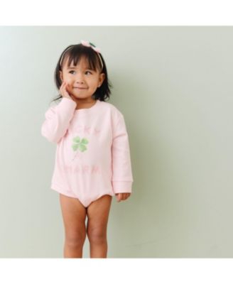 Baby Girls Lucky Charm St. Patrick's Day Long Sleeve Romper