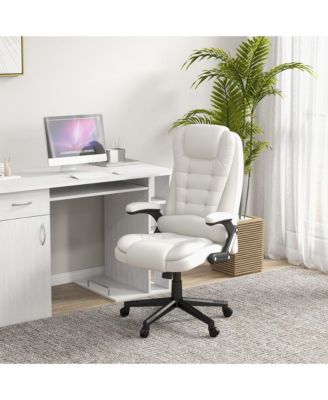 High Back Vibration Massage Office Chair with 6 Vibration Points Heated Reclining PU Leather