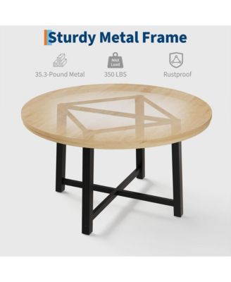 Kitchen Table Garvee 47 Inch Round Industrial Dining Table for 4