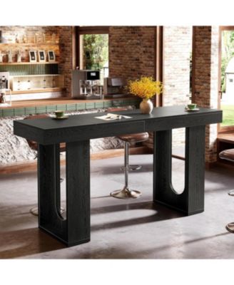 Bar Table, Modern Counter Height Pub Table, Rectangular Home Coffee Bar Unit with Sturdy Legs