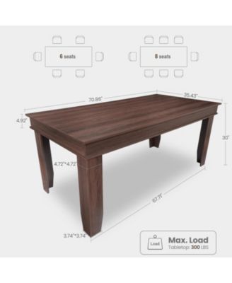 Kitchen Table Farmhouse Dining Table for 6-8 People 71in Long Brown Kitchen Tables