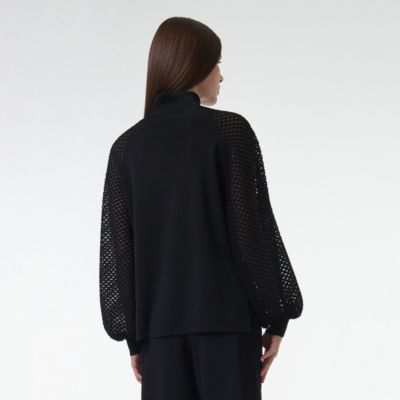 Women's Mesh Sleeve Knitted Sweater