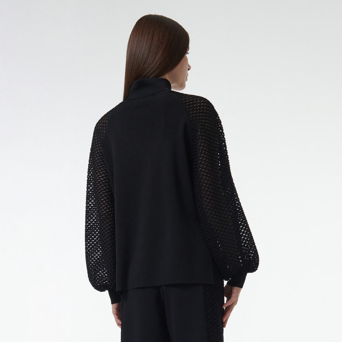 Leem Women's Mesh Sleeve Knitted Sweater