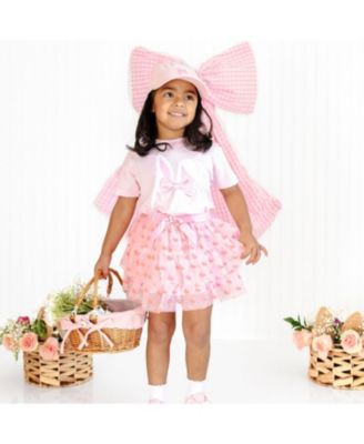 Baby Girls Bunny Bow Easter Short Sleeve T-Shirt