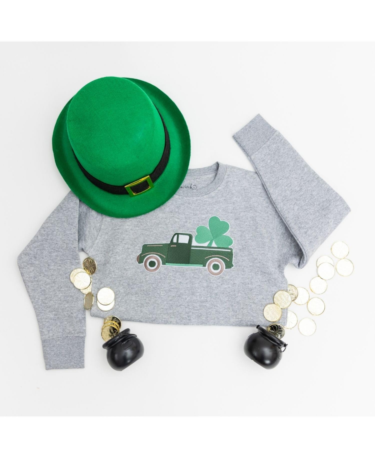Sweet Wink Big Boys Shamrock Truck Patch St. Patrick's Day Sweatshirt