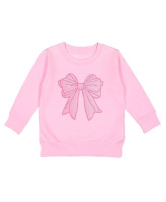 Toddler Girls Pink Bow Sequin Patch Sweatshirt