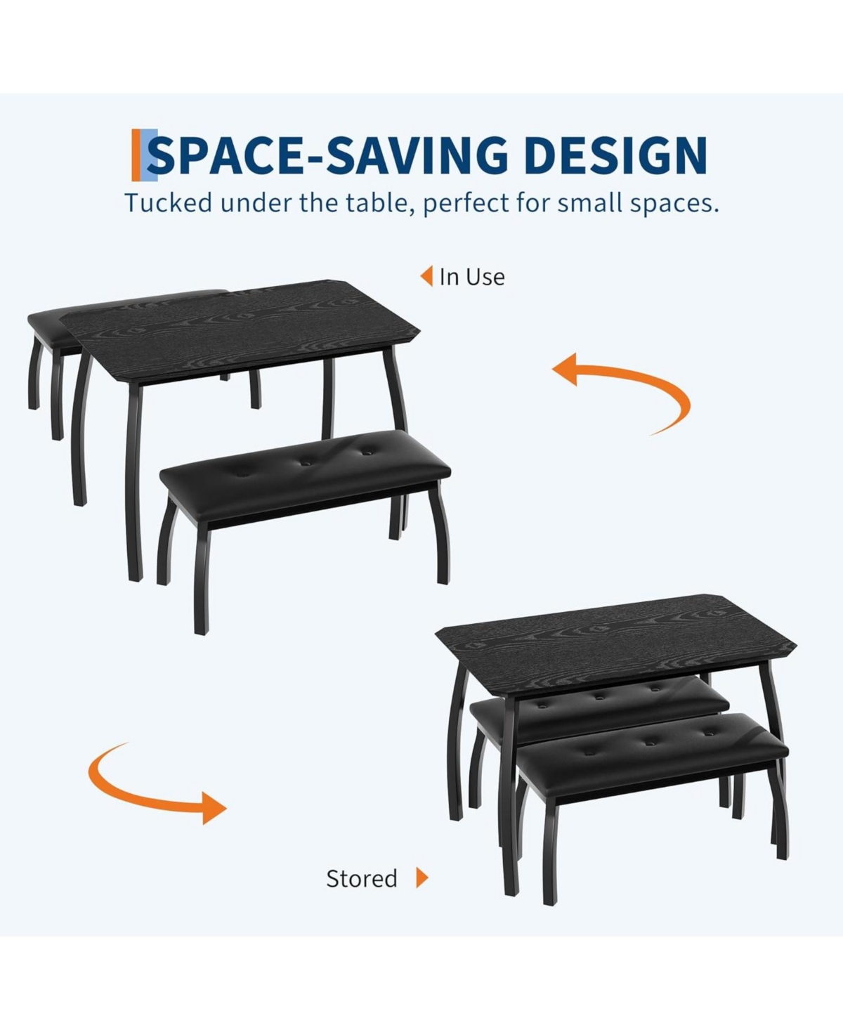 Gaomon Kitchen Table 3 Piece Dining Table Set for 4 for Dining Room, Home Office, Living Room