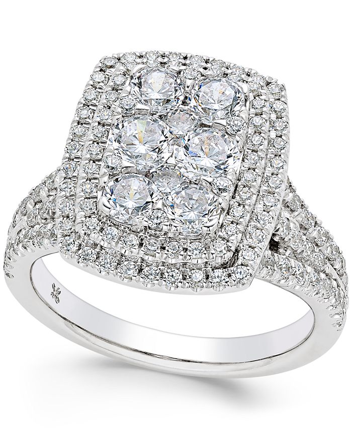 Macy's Diamond Rectangular Cluster Engagement Ring (2-1/4 ct. t.w.) in ...