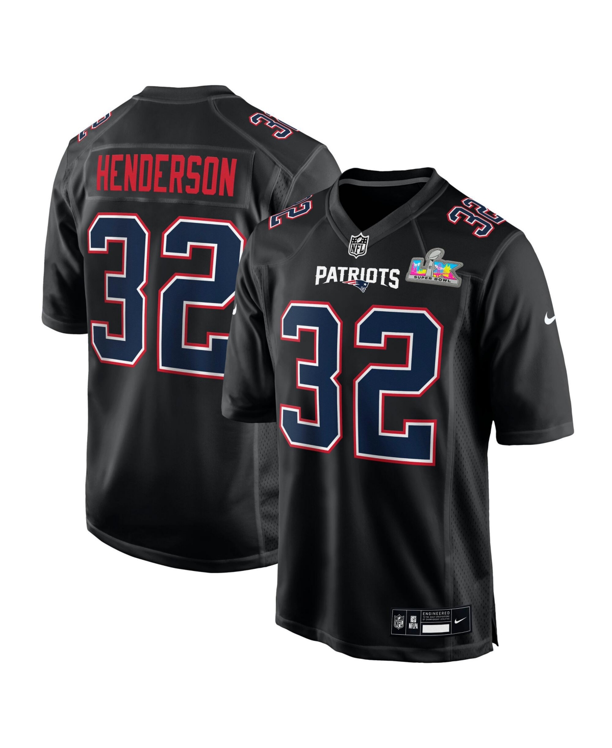Nike Men's Treveyon Henderson Black New England Patriots Super Bowl Lx Fashion Game Jersey