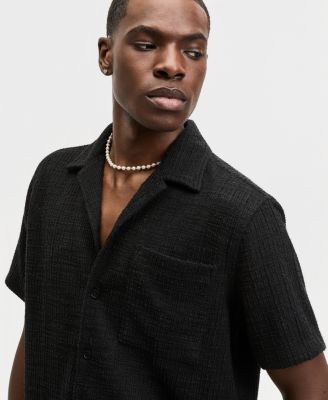 Men's Relaxed-Fit Boucle Short-Sleeve Camp Shirt