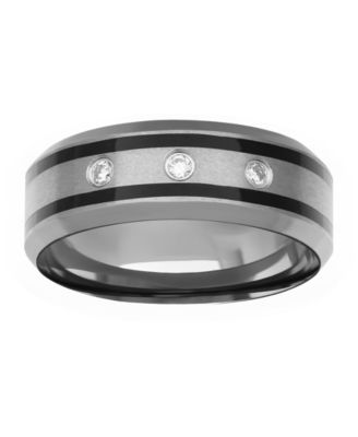 Tungsten Ring, Diamond Wedding Band (1/10 ct. t.w.)