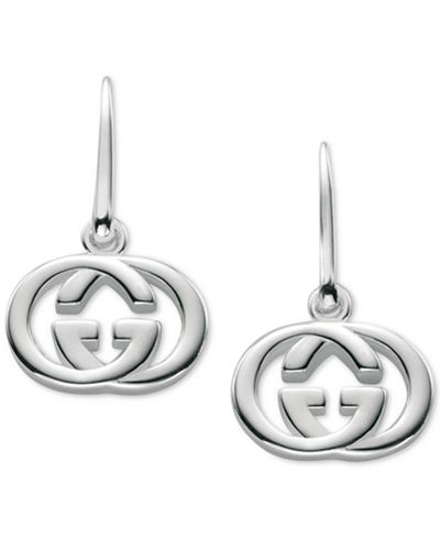 gucci earrings silver hook sterling interlocking jewelry drop macy womens