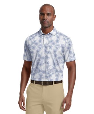 Men's Linear Botanical Print Polo Shirt